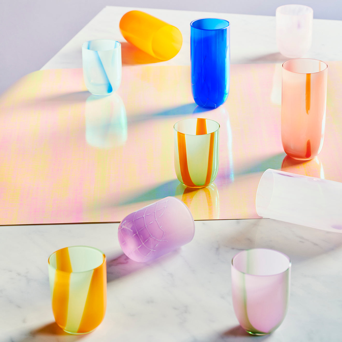 Kodanska Flow Højt Glas Water Glass Blue W. Print