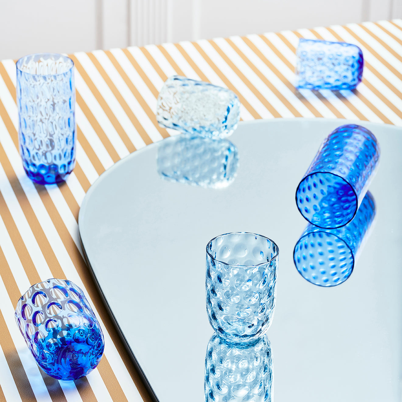 Kodanska Danish Summer Tumbler Small Drops Water Glass Blue
