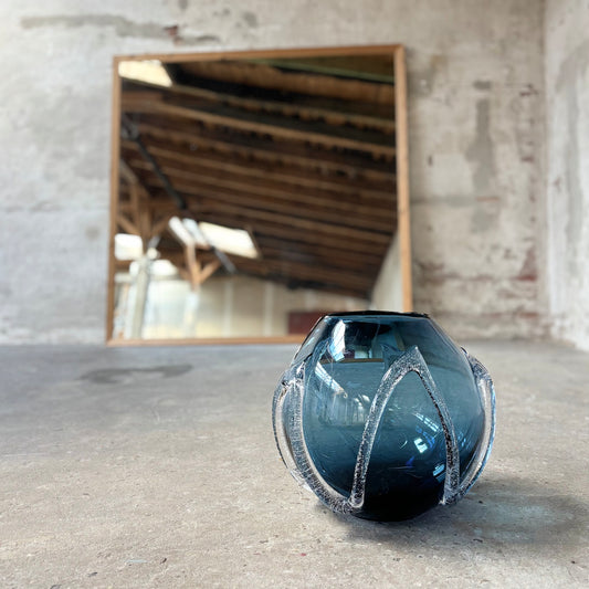 Kodanska Faith Vase Circle Vase Blue Smoke W/Sand Art Denmark