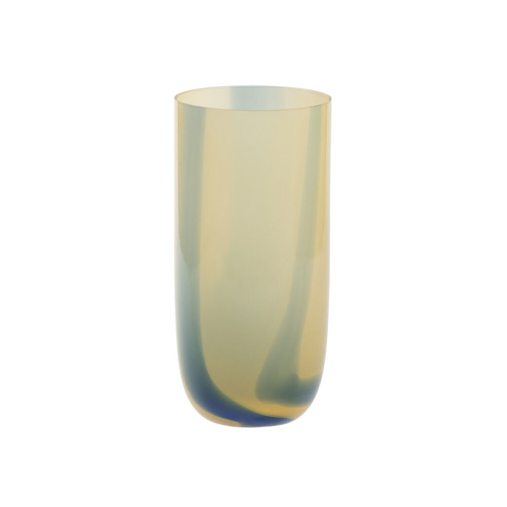 Kodanska Flow Højt Glas Water Glass Beige w. Blue Stripes